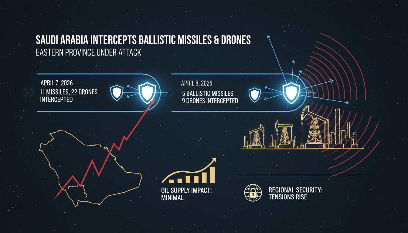Saudi Arabia Intercepts Multiple Ballistic Missiles and Drones Targeting Eastern Province