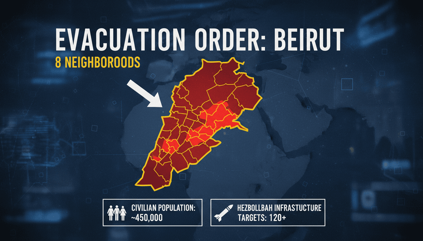 Israeli Defense Forces Issue Evacuation Order for Eight Neighborhoods in Beirut Amid Ongoing Conflict