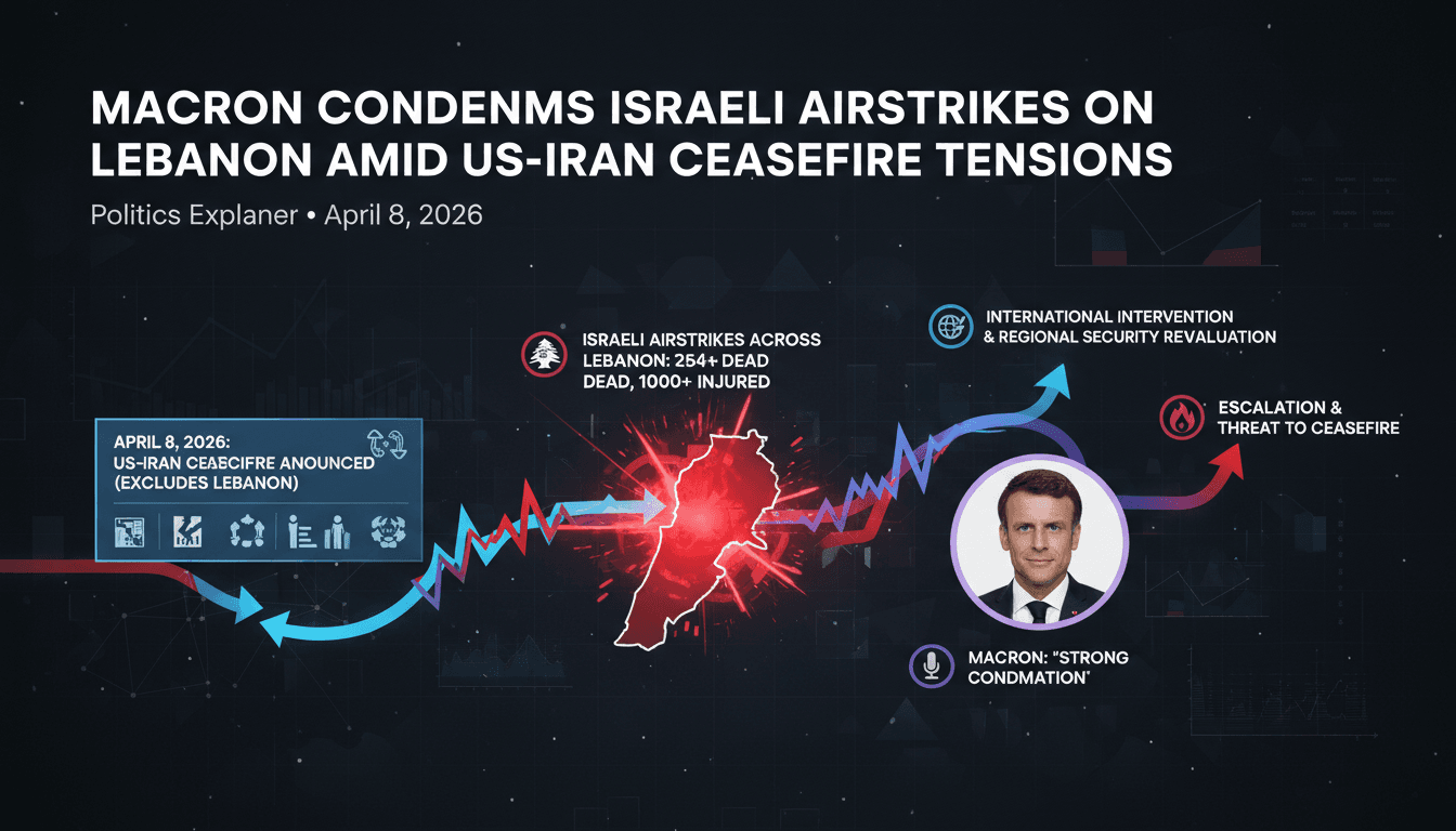 Macron Condemns Israeli Airstrikes on Lebanon Amid US-Iran Ceasefire Tensions