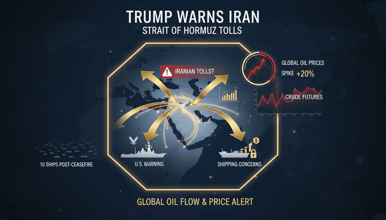 Trump Warns Iran Against Tolls on Strait of Hormuz Shipping After Ceasefire
