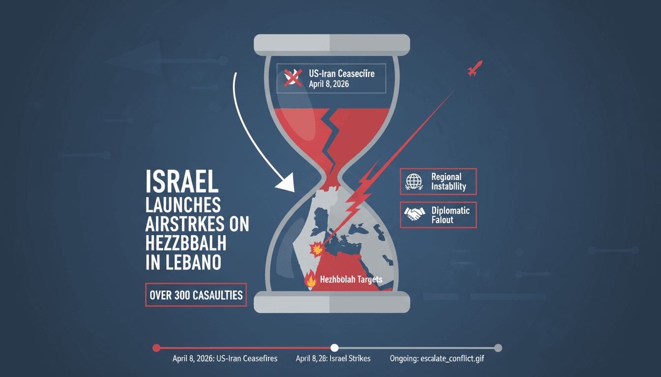 Israel Launches Airstrikes on Hezbollah in Lebanon Amid US-Iran Ceasefire Announcement