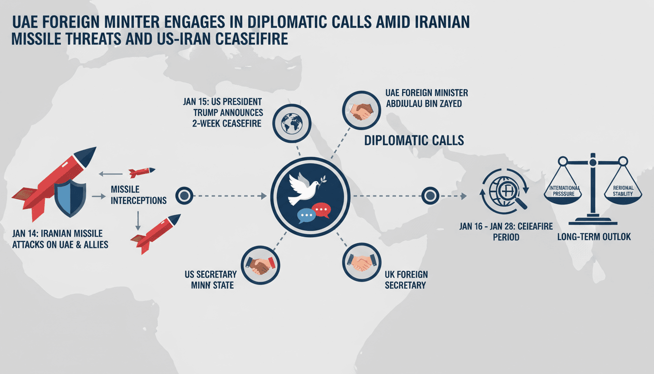 UAE Foreign Minister Engages in Diplomatic Calls Amid Iranian Missile Threats and US-Iran Ceasefire