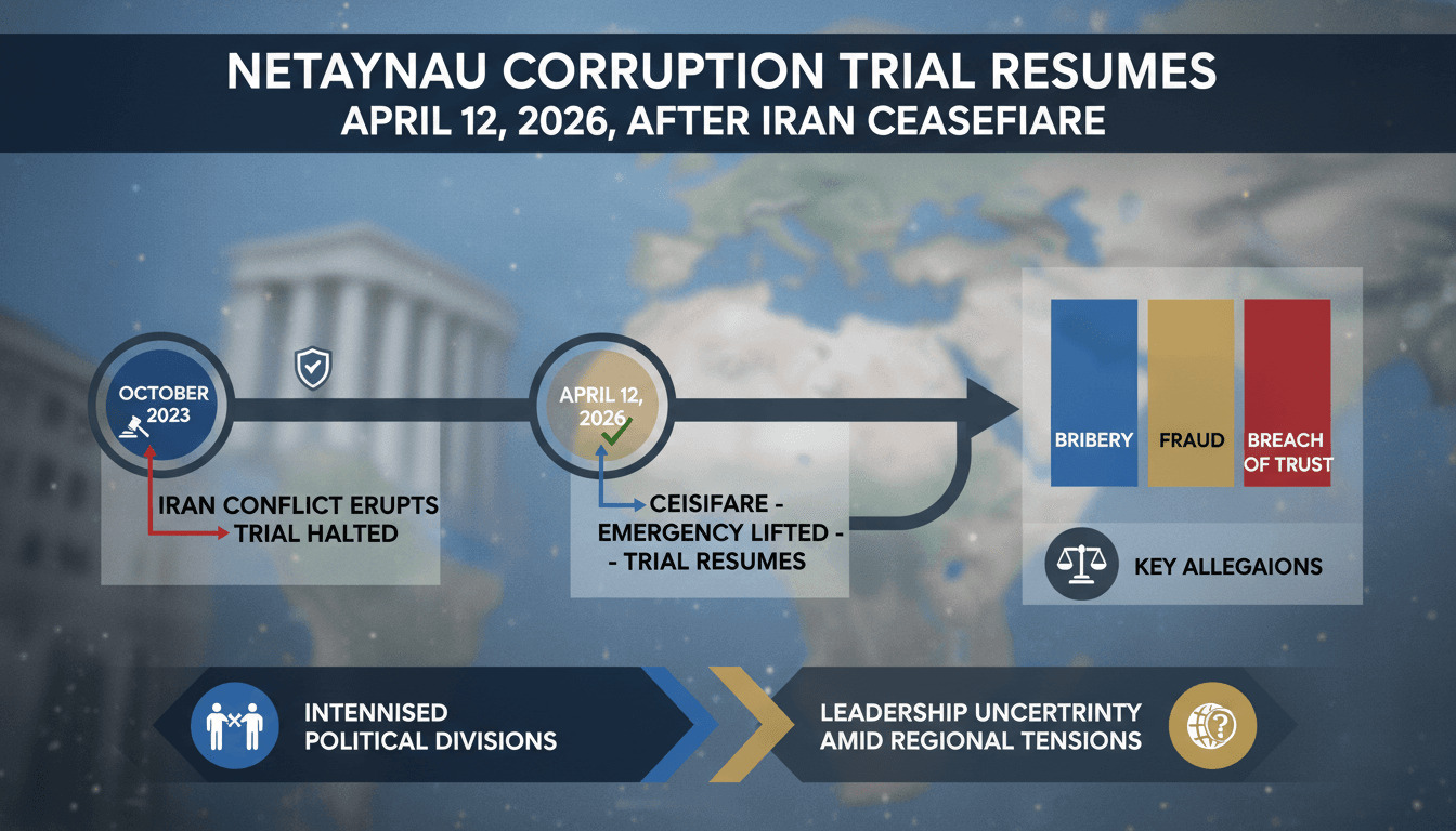 Netanyahu's Corruption Trial Resumes April 12, 2026, After Iran Ceasefire