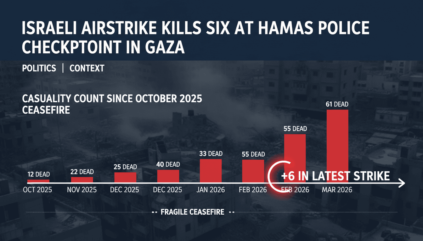 Israeli Airstrike Kills Six at Hamas Police Checkpoint in Gaza