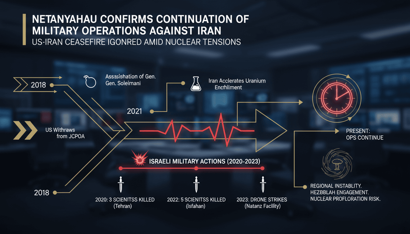 Netanyahu Confirms Continuation of Military Operations Against Iran Amid US-Iran Ceasefire