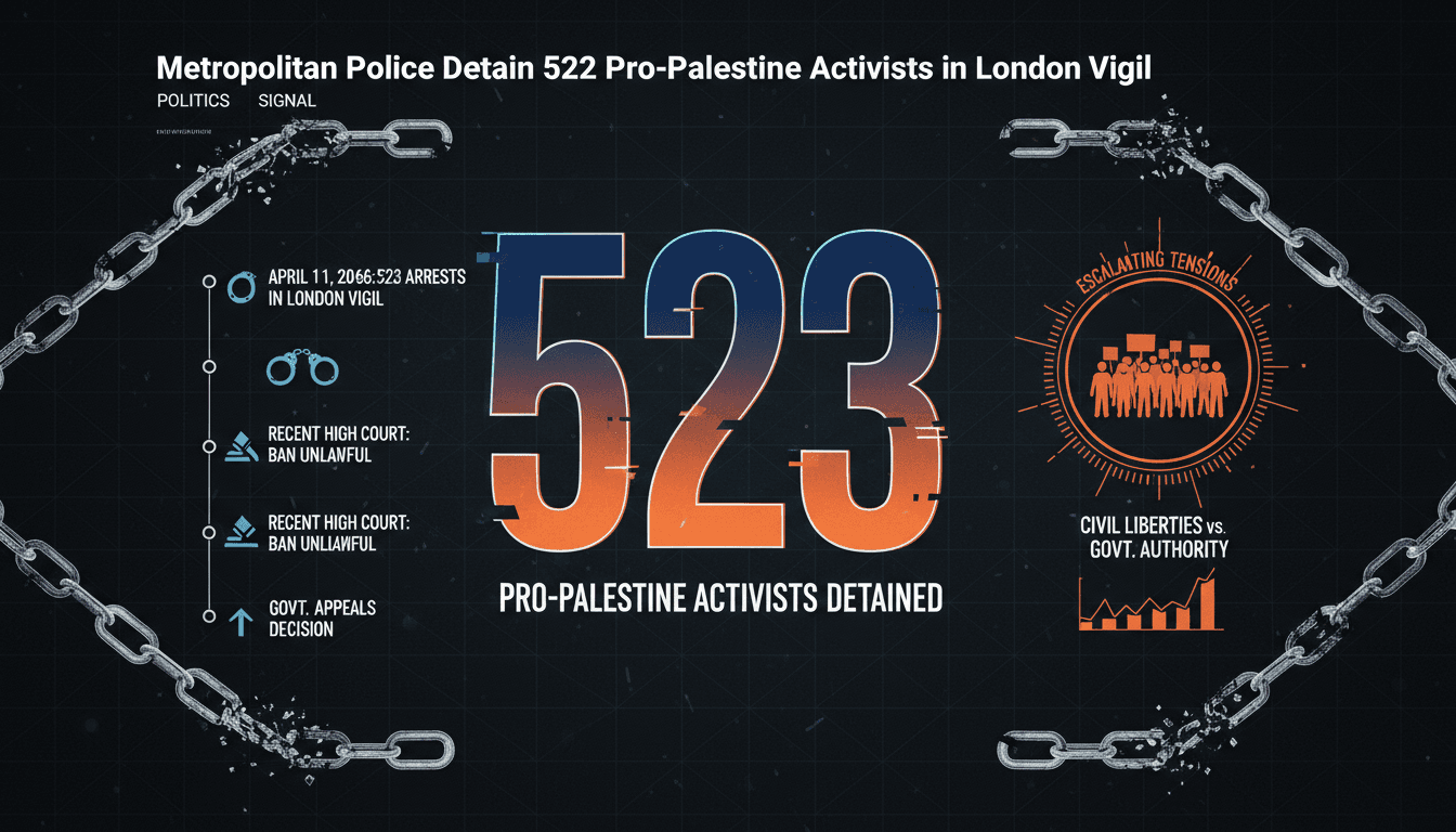Metropolitan Police Detain 523 Pro-Palestine Activists in London Vigil