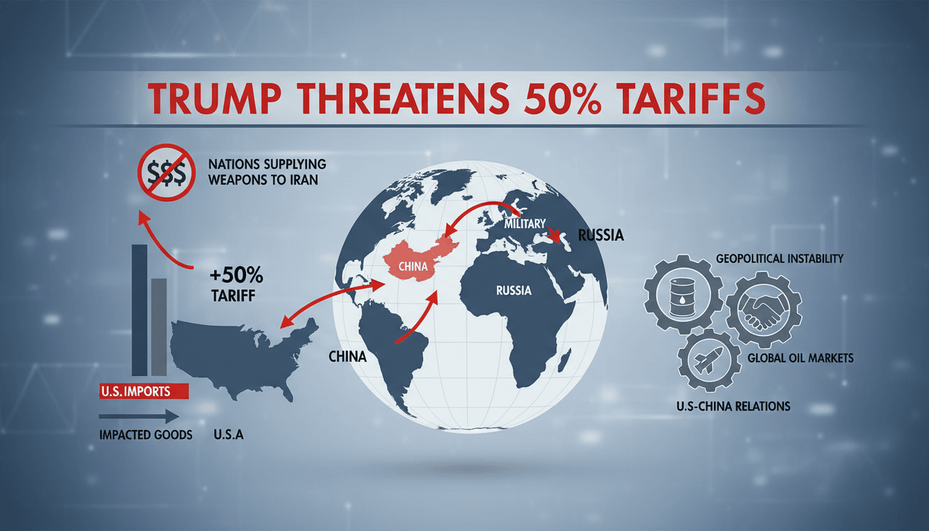 Trump Threatens 50% Tariffs on Nations Supplying Military Weapons to Iran