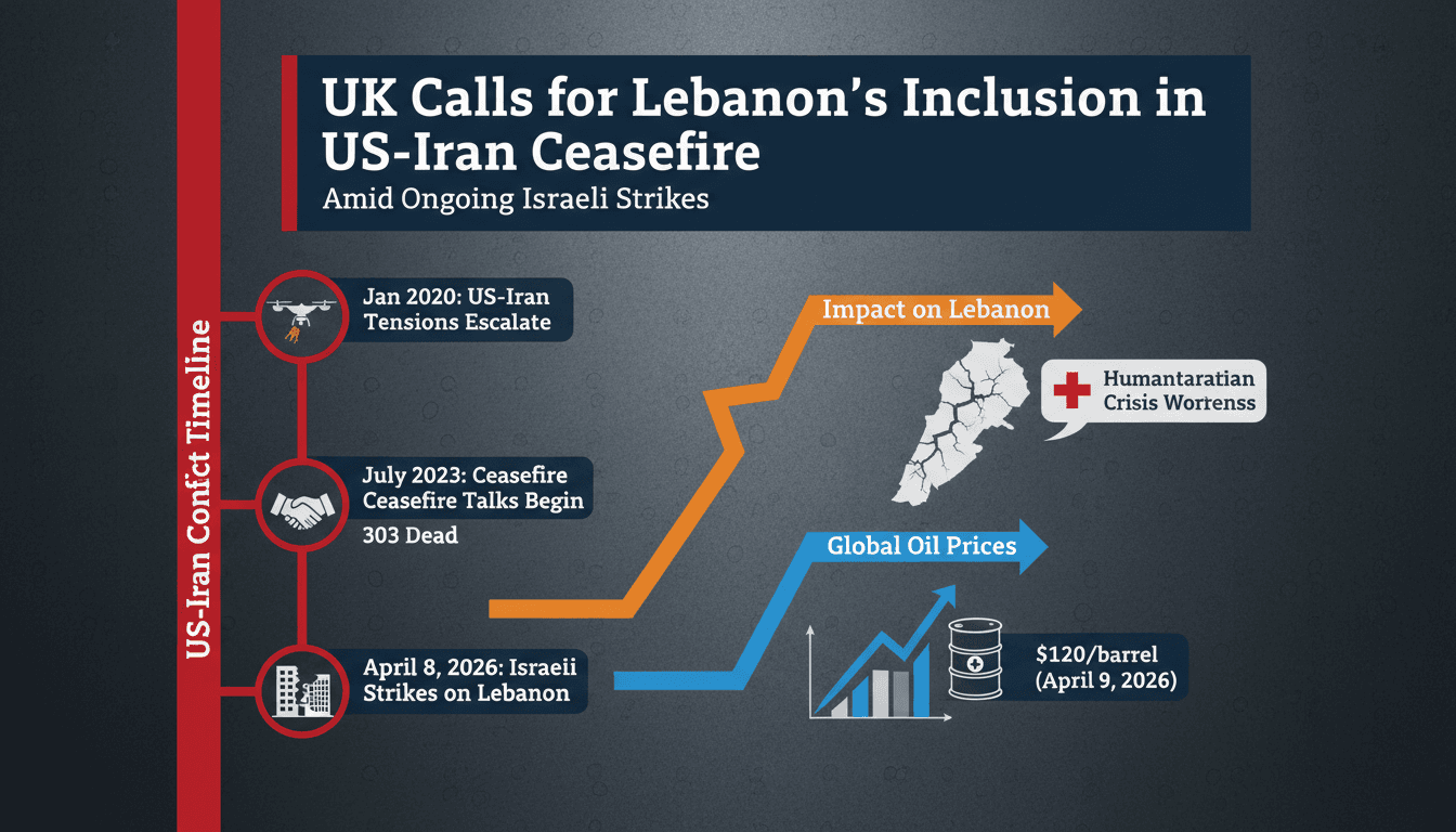 UK Calls for Lebanon's Inclusion in US-Iran Ceasefire Amid Ongoing Israeli Strikes