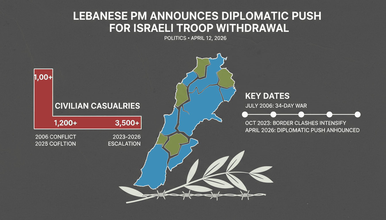 Lebanese Prime Minister Announces Diplomatic Push for Israeli Troop Withdrawal