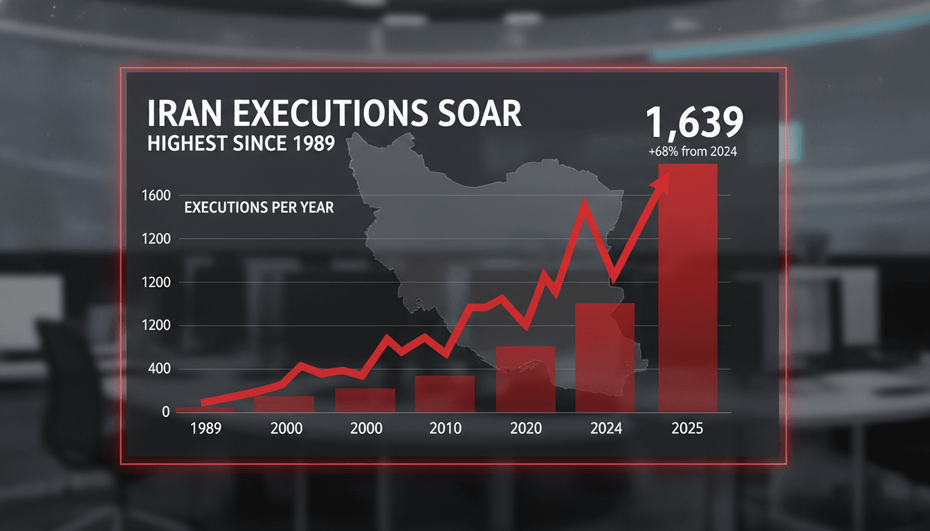 Iran Executes 1,639 Individuals in 2025, Highest Since 1989