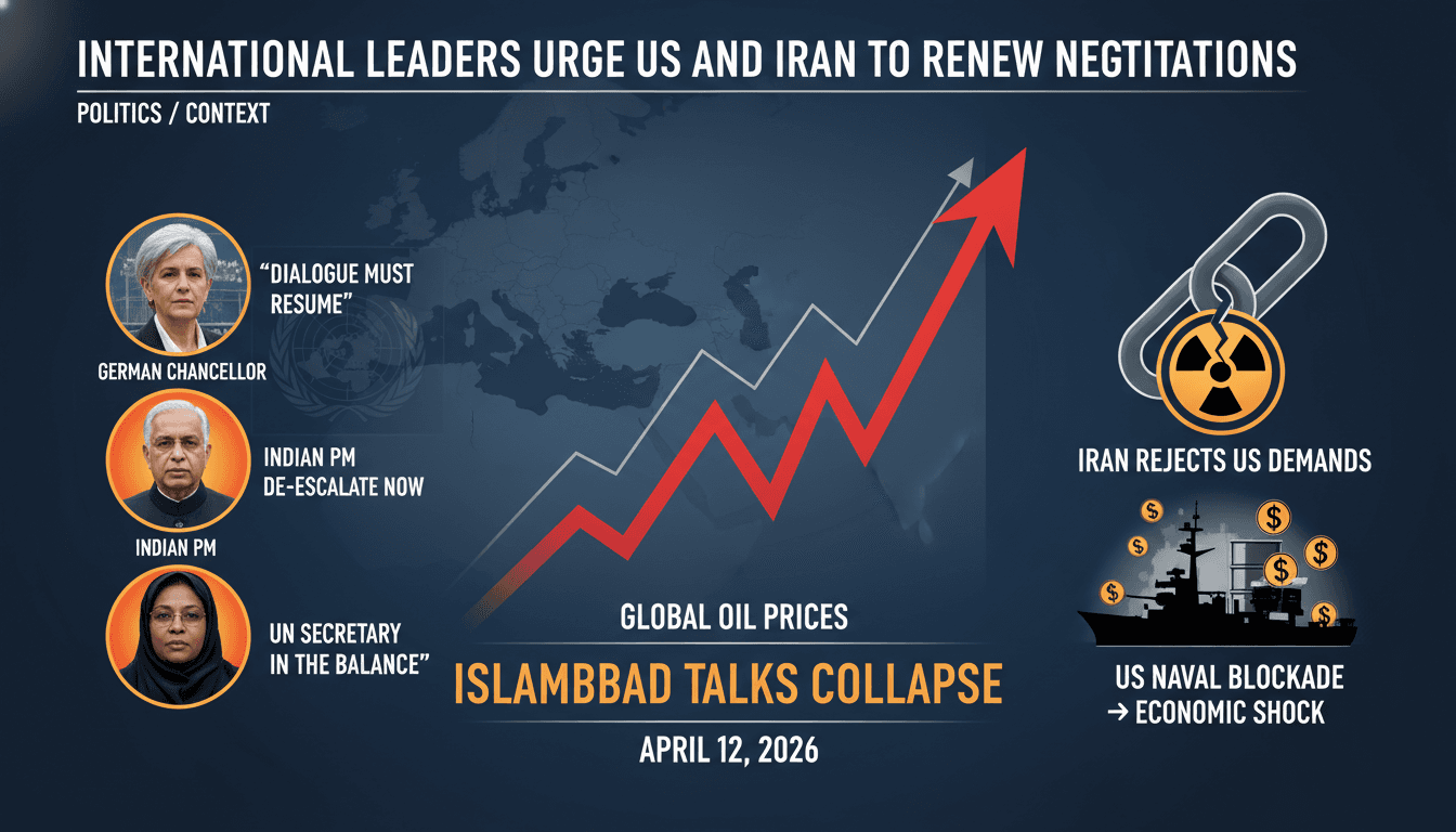 International Leaders Urge US and Iran to Renew Negotiations After Islamabad Talks Collapse