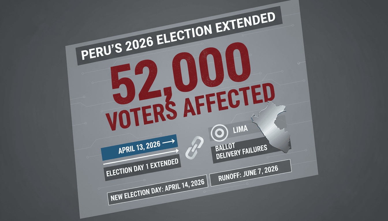 Peru's 2026 General Election Extended Due to Ballot Delivery Failures