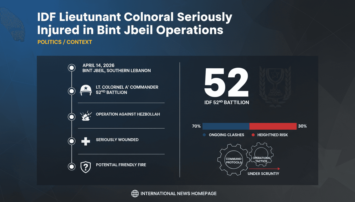 IDF Lieutenant Colonel seriously injured in Bint Jbeil operations against Hezbollah