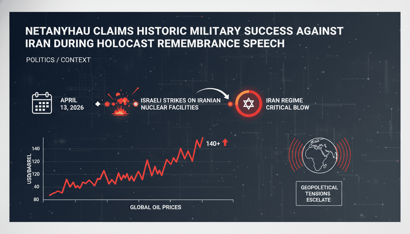 Netanyahu Claims Historic Military Success Against Iran During Holocaust Remembrance Speech