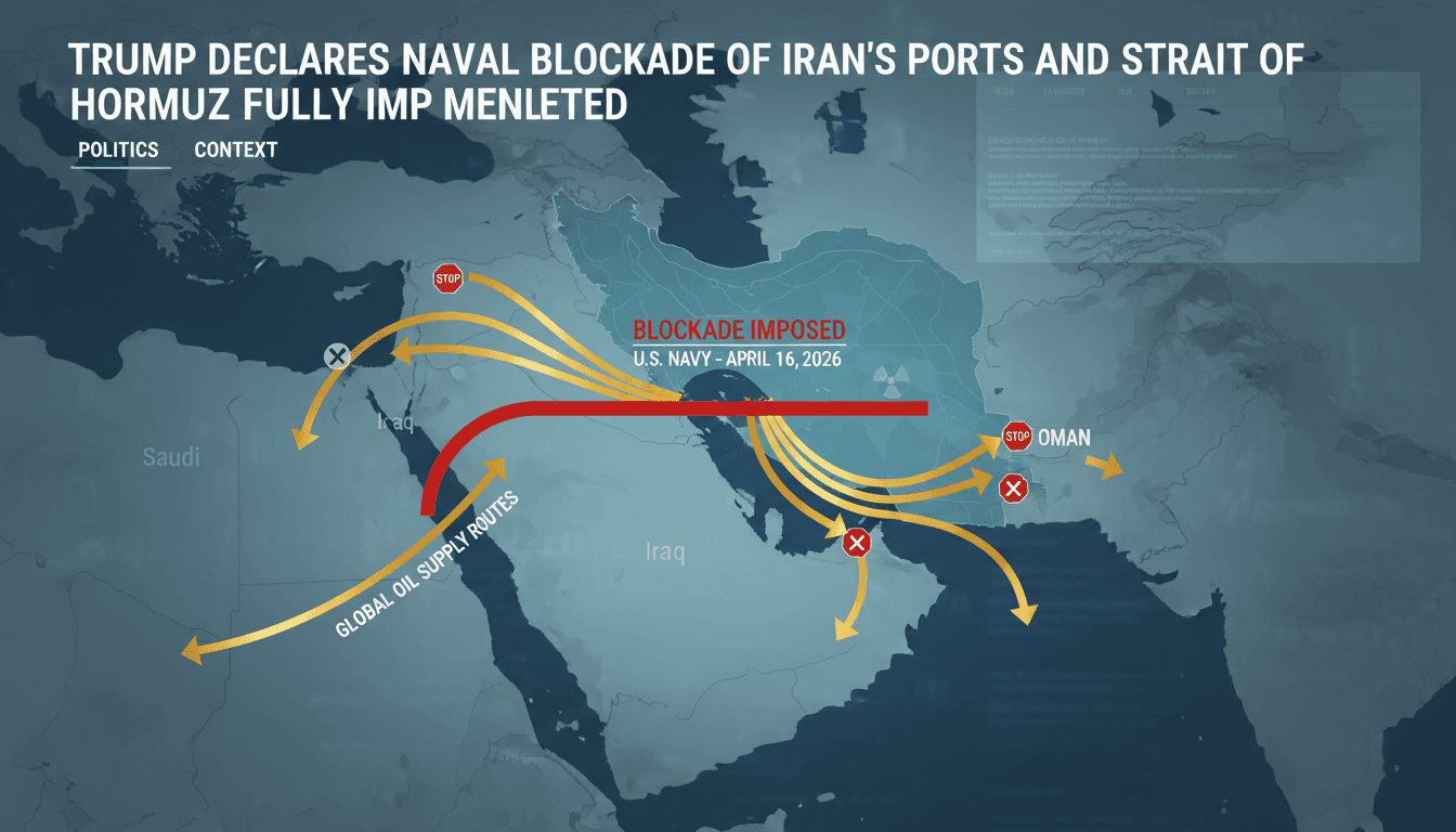 Trump Declares Naval Blockade of Iran's Ports and Strait of Hormuz Fully Implemented