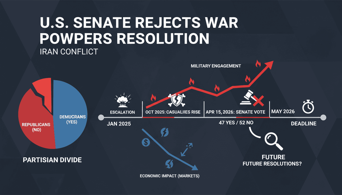 U.S. Senate Rejects War Powers Resolution on Iran Conflict