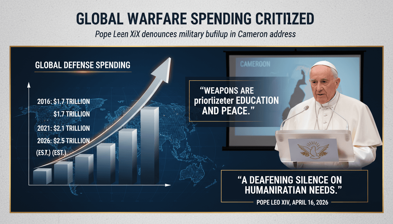 Pope Leo XIV Criticizes Global Warfare Spending During Address in Cameroon