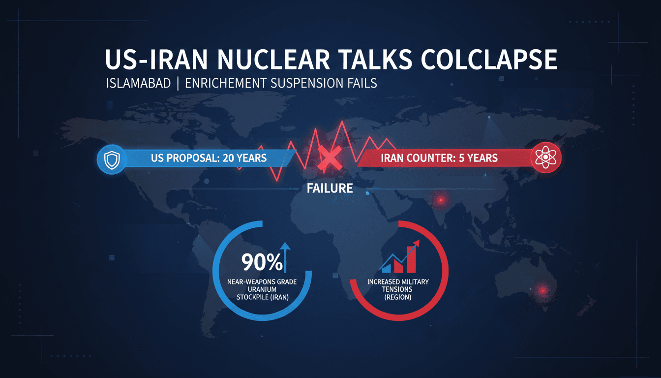 US and Iran negotiations on uranium enrichment suspension collapse in Islamabad