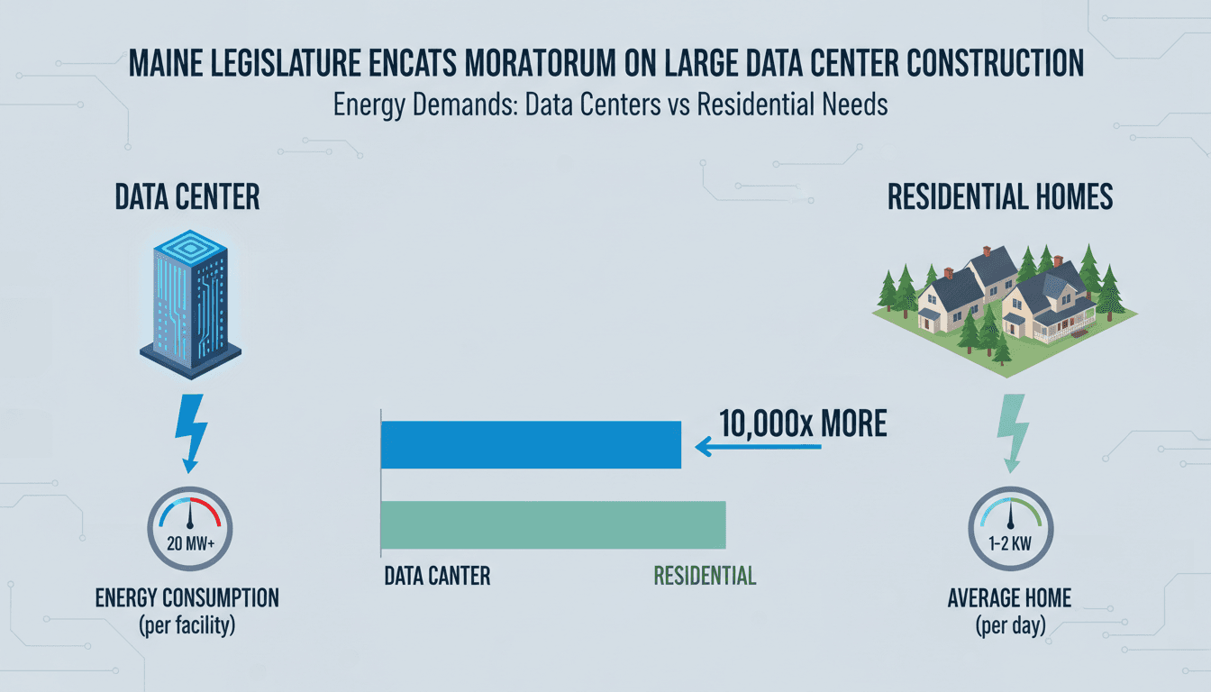 Maine Legislature Enacts Moratorium on Large Data Center Construction