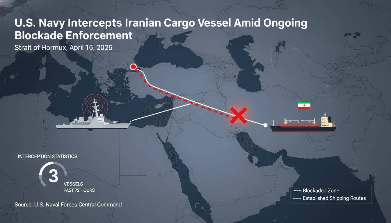 U.S. Navy Intercepts Iranian Cargo Vessel Amid Ongoing Blockade Enforcement