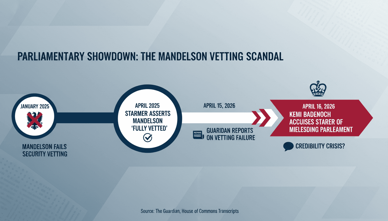 Kemi Badenoch Accuses Keir Starmer of Misleading Parliament on Mandelson's Security Vetting