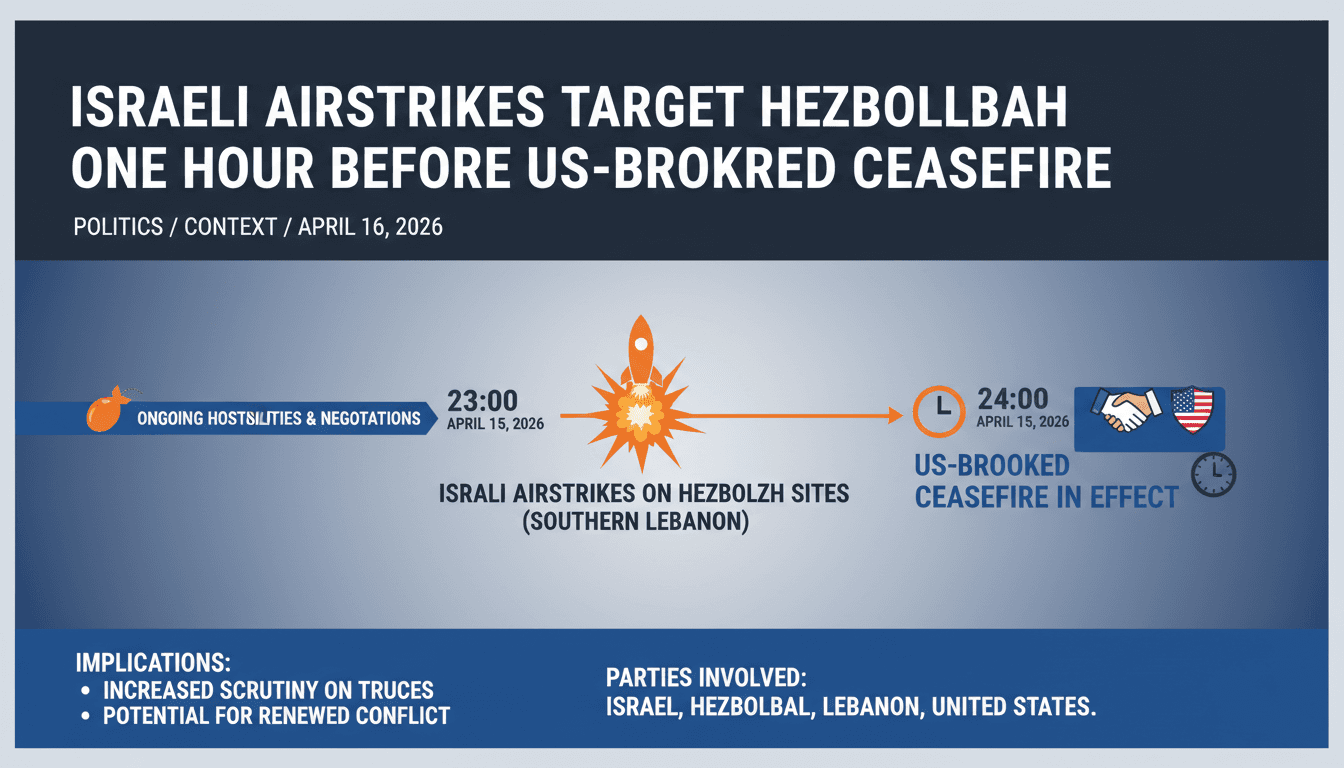 Israeli Airstrikes Target Hezbollah One Hour Before US-Brokered Ceasefire