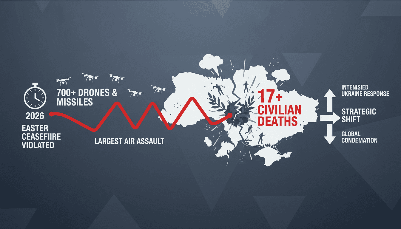 Russia Conducts Largest Air Assault on Ukraine in 2026 Resulting in Civilian Casualties