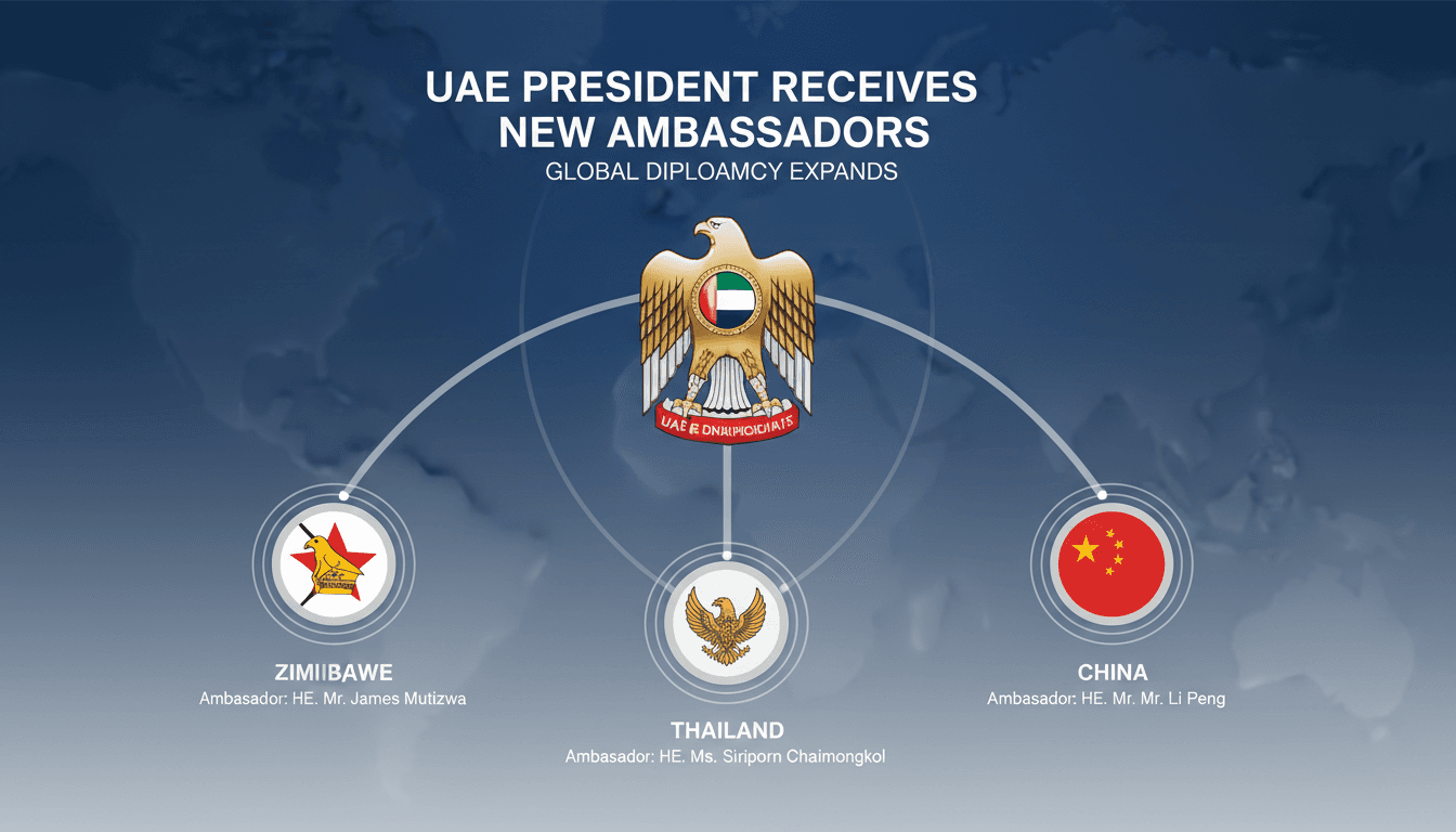 UAE President Receives Credentials from New Ambassadors of Zimbabwe, Thailand, and China