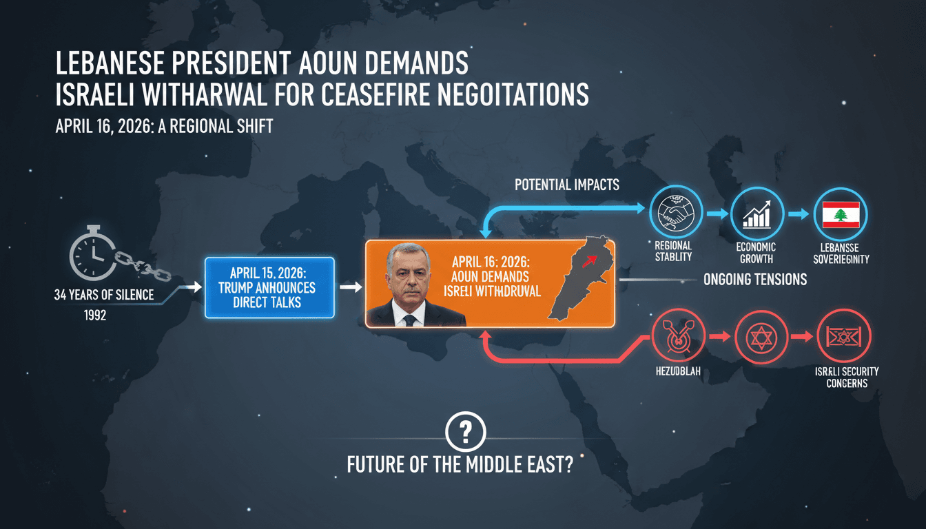 Lebanese President Aoun Demands Israeli Withdrawal for Ceasefire Negotiations