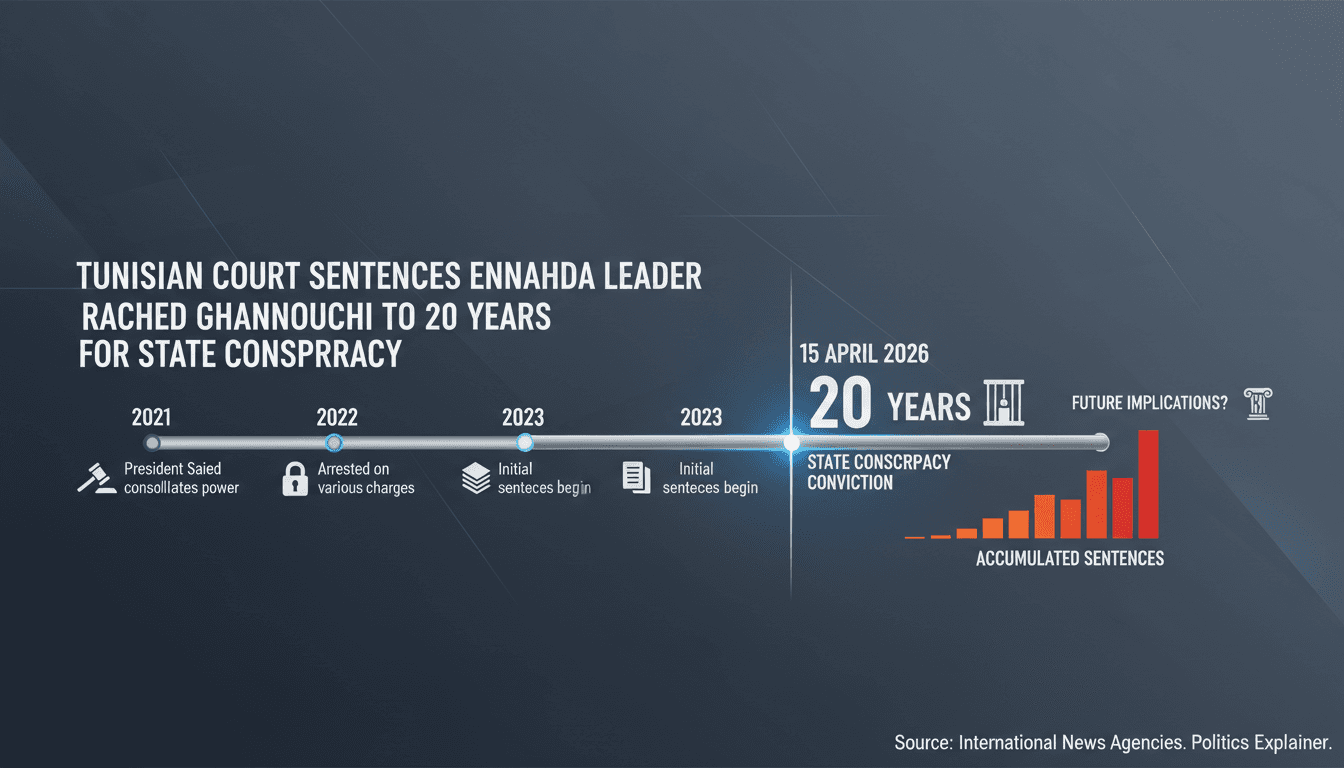 Tunisian Court Sentences Ennahda Leader Rached Ghannouchi to 20 Years for State Conspiracy