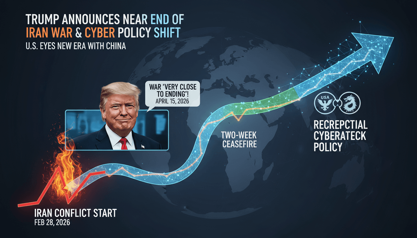 Trump Announces Near End of Iran War and Reciprocal Cyberattack Policy Against China