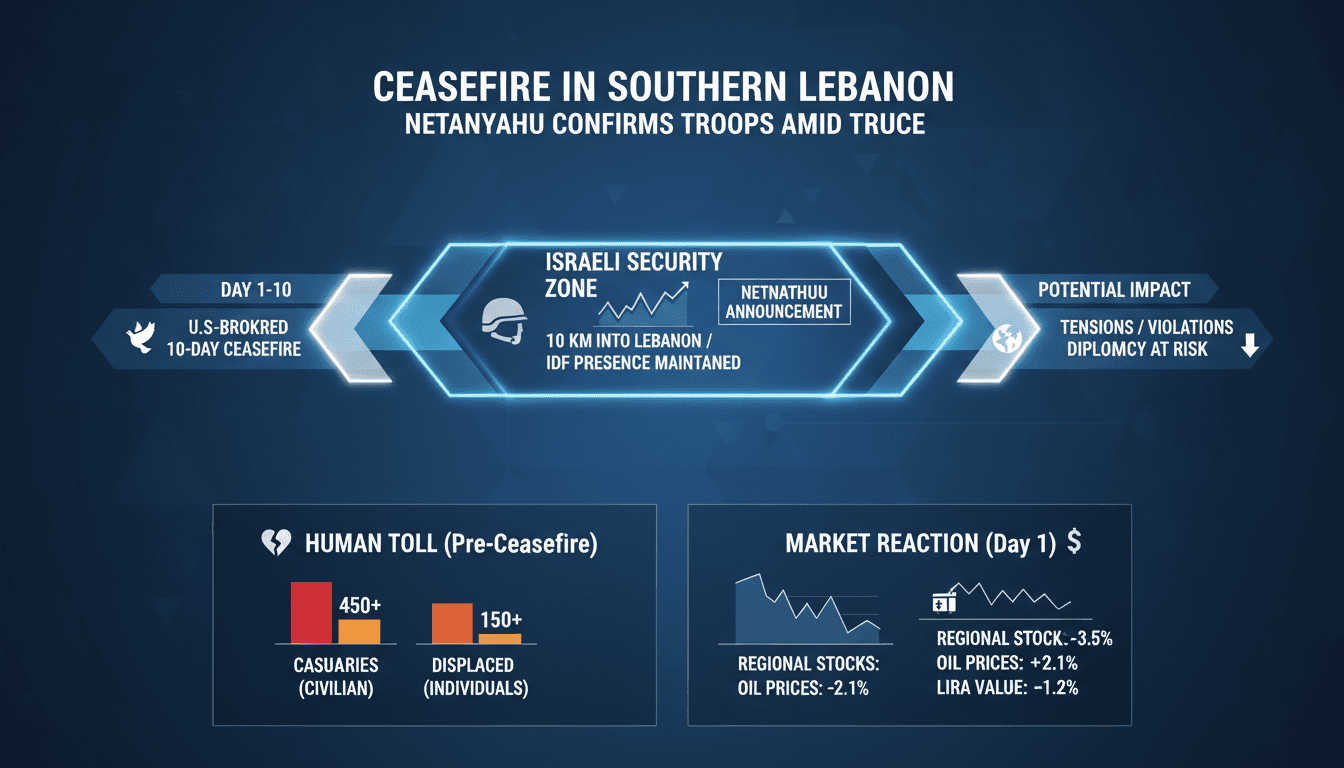 Netanyahu Confirms Israeli Troops in Southern Lebanon During U.S.-Brokered Ceasefire