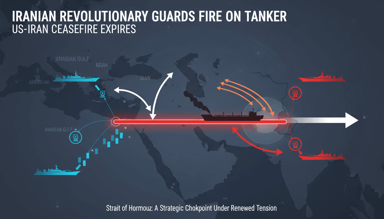 Iranian Revolutionary Guards Fire on Tanker as US-Iran Ceasefire Expires
