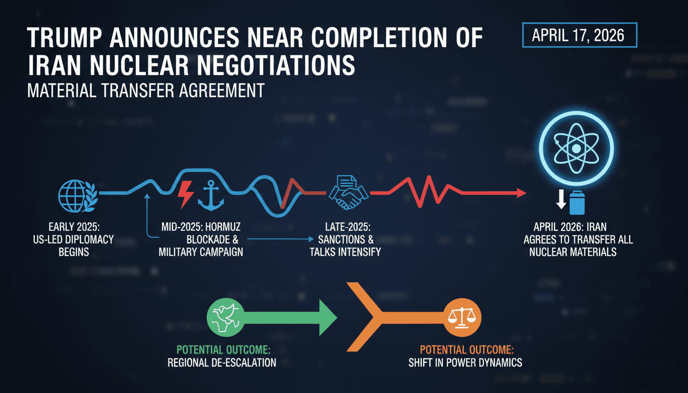 Trump Announces Near Completion of Iran Nuclear Negotiations with Material Transfer Agreement