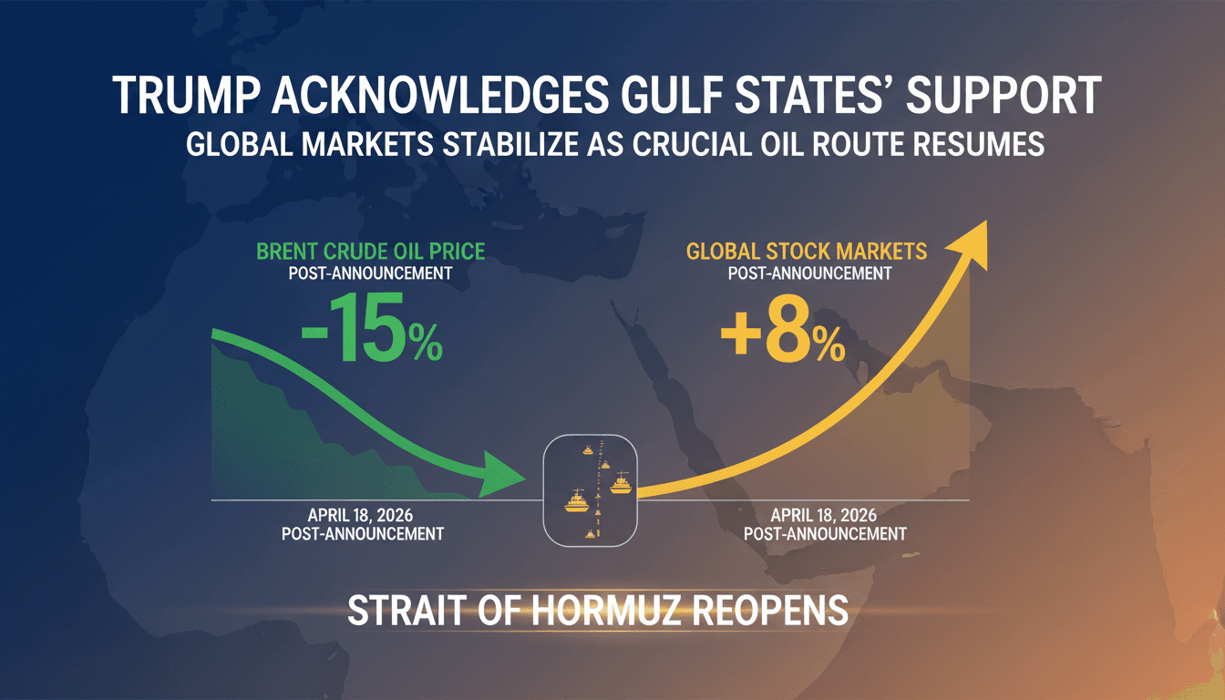 Trump Acknowledges Gulf States' Support as Strait of Hormuz Reopens