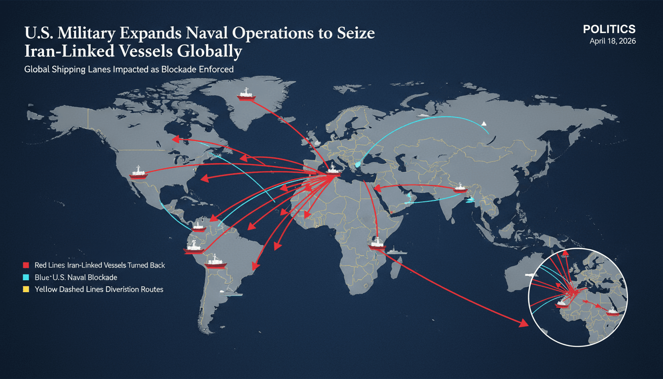 U.S. Military Expands Naval Operations to Seize Iran-Linked Vessels Globally