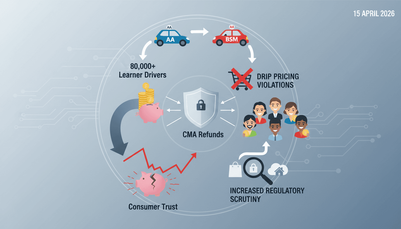CMA Orders AA and BSM Driving Schools to Refund Over 80,000 Learner Drivers for Drip Pricing Violations