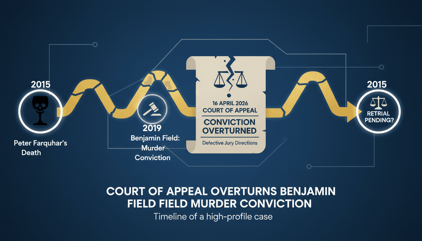 Court of Appeal overturns Benjamin Field's murder conviction for Peter Farquhar