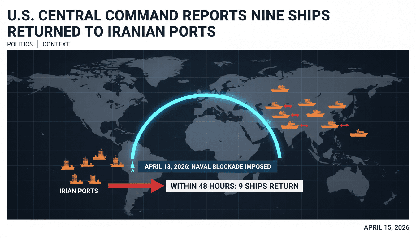 U.S. Central Command Reports Nine Ships Returned to Iranian Ports Following Naval Blockade