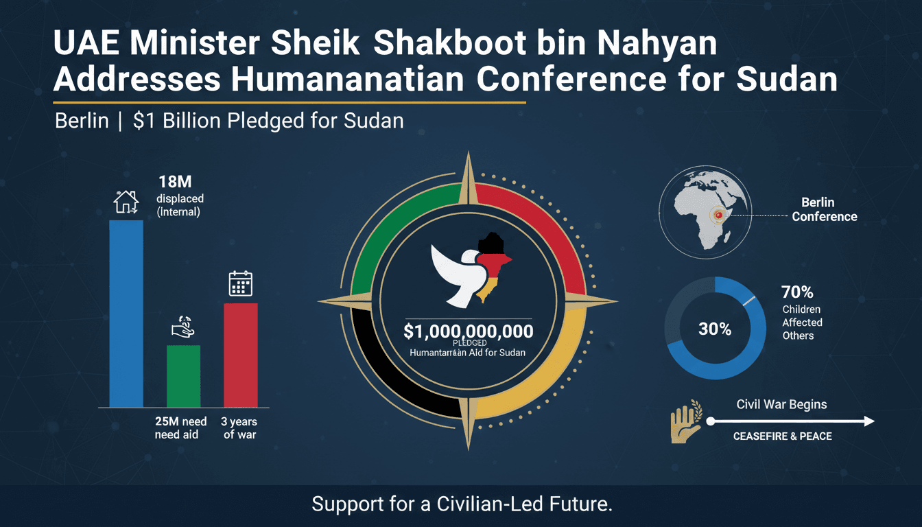 UAE Minister Sheikh Shakhboot bin Nahyan Addresses Humanitarian Conference for Sudan in Berlin