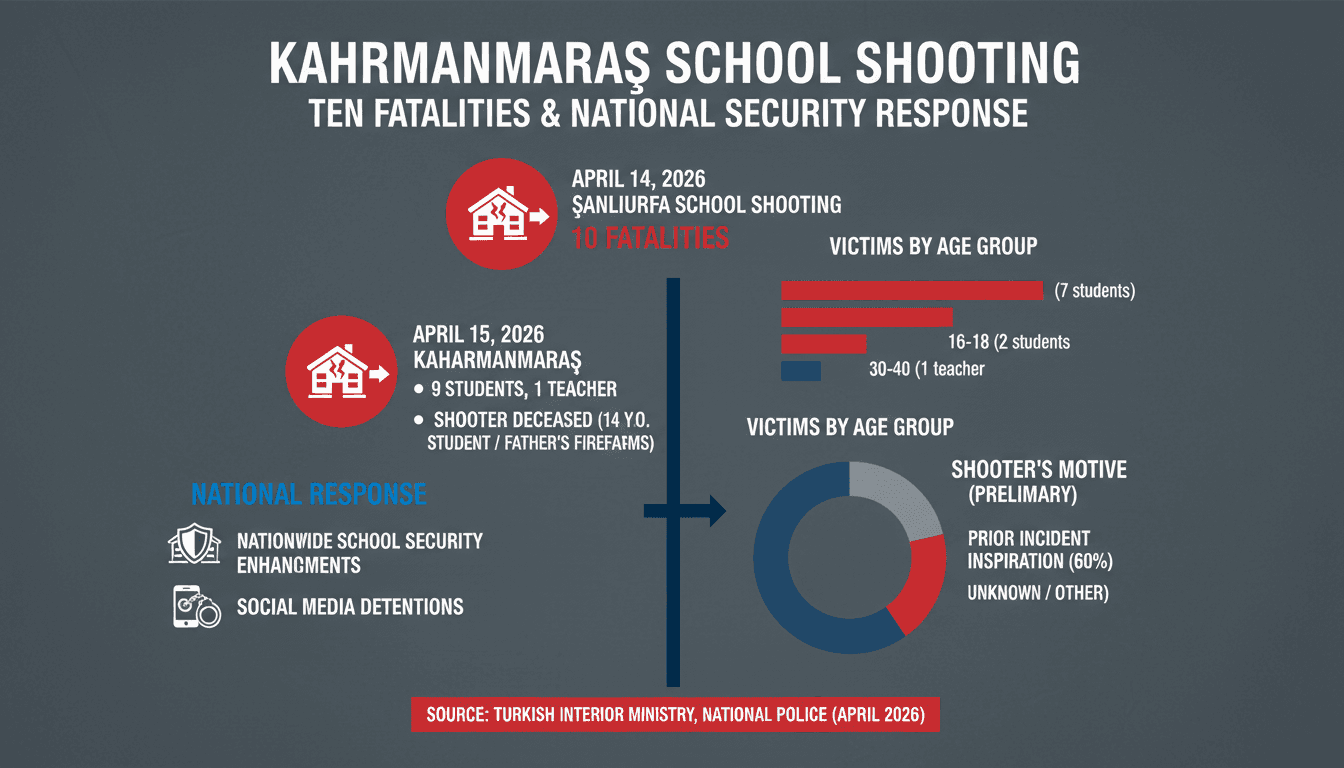Kahramanmaraş school shooting results in ten fatalities and national security response