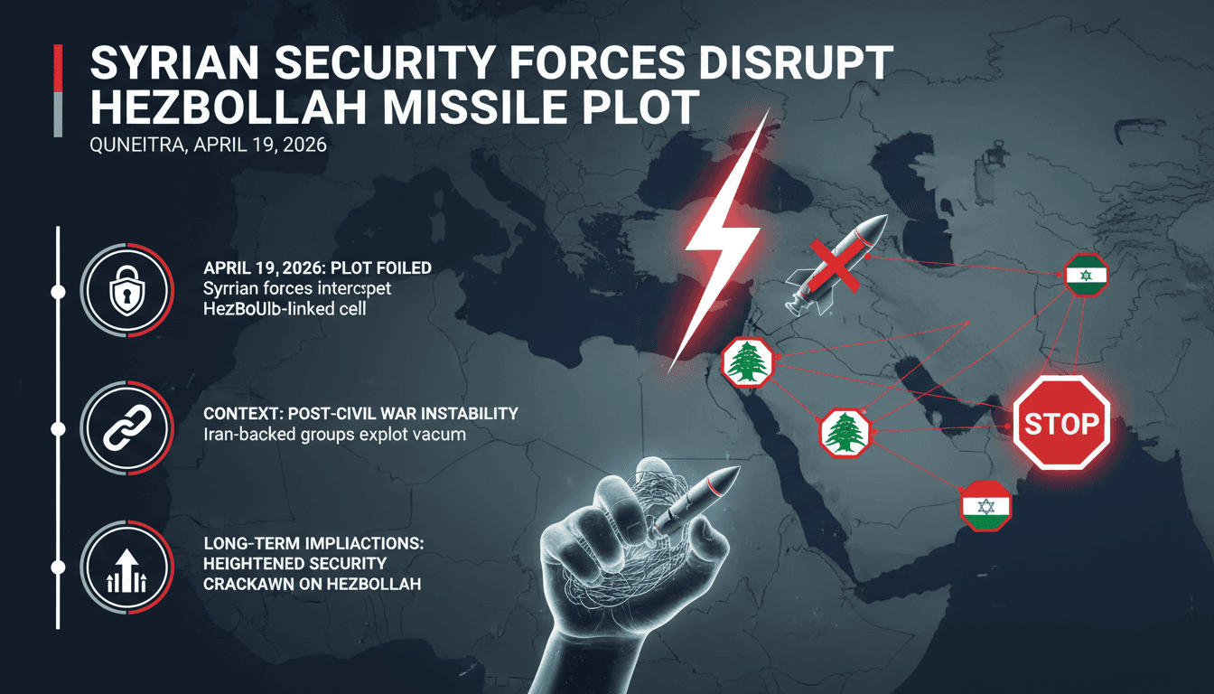 Syrian Security Forces Disrupt Hezbollah-Linked Missile Launch Plot in Quneitra