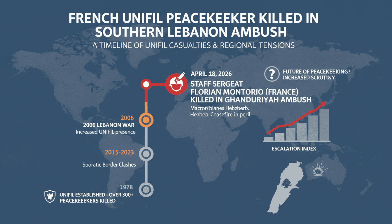 French UNIFIL Peacekeeper Killed in Southern Lebanon Ambush