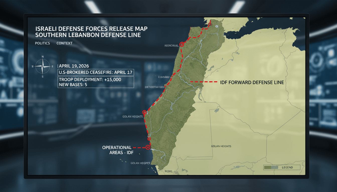 Israeli Defense Forces Release Map of Forward Defense Line in Southern Lebanon