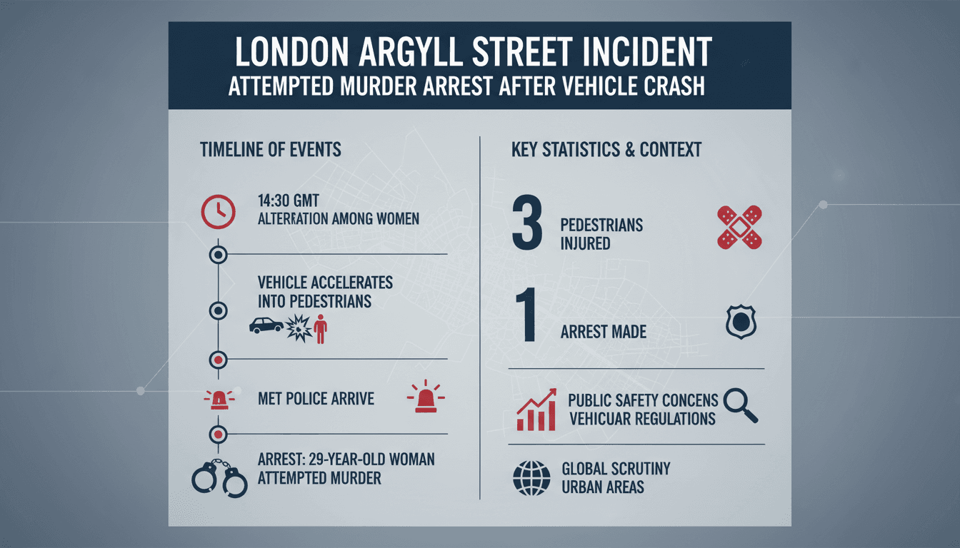 29-year-old woman arrested for attempted murder after vehicle collision with pedestrians in London