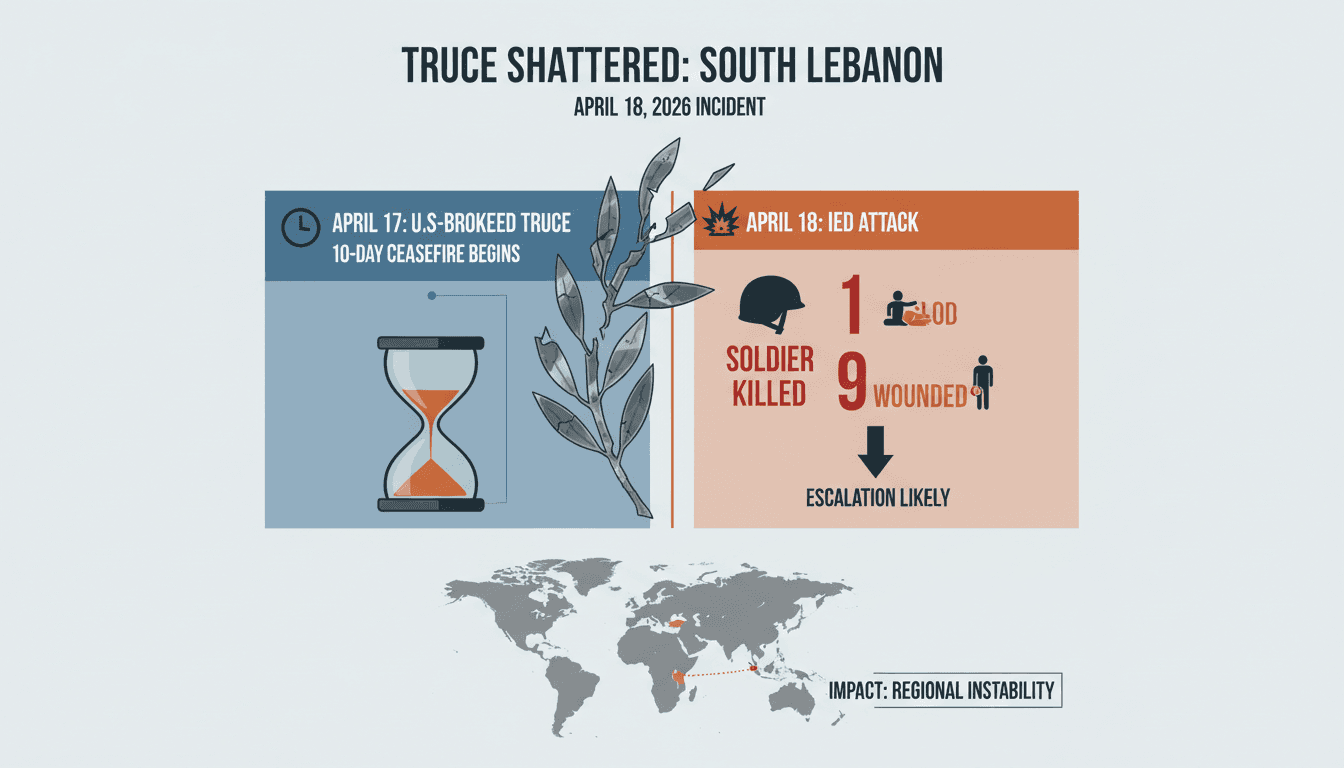 Israeli Soldier Killed and Nine Wounded by IED in Southern Lebanon During Truce