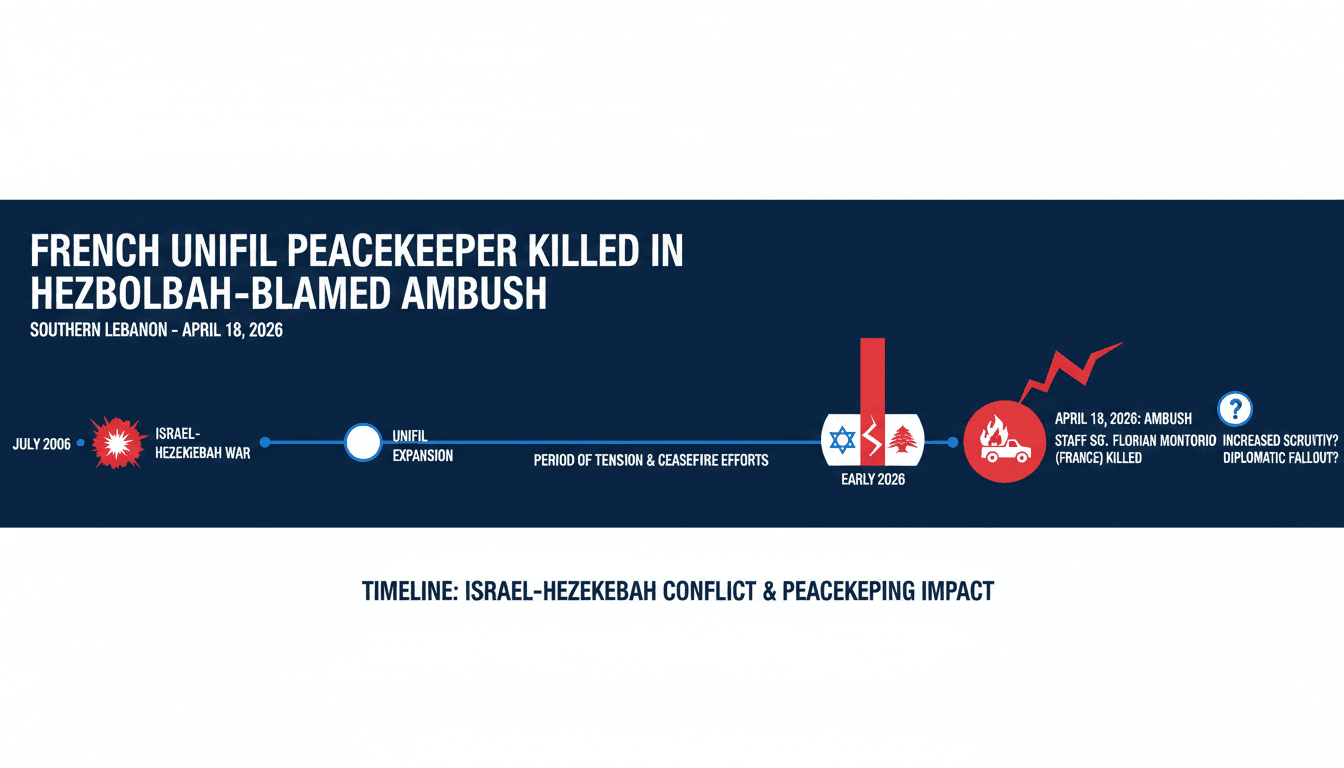 French UNIFIL Peacekeeper Killed in Hezbollah-Blamed Ambush in Southern Lebanon