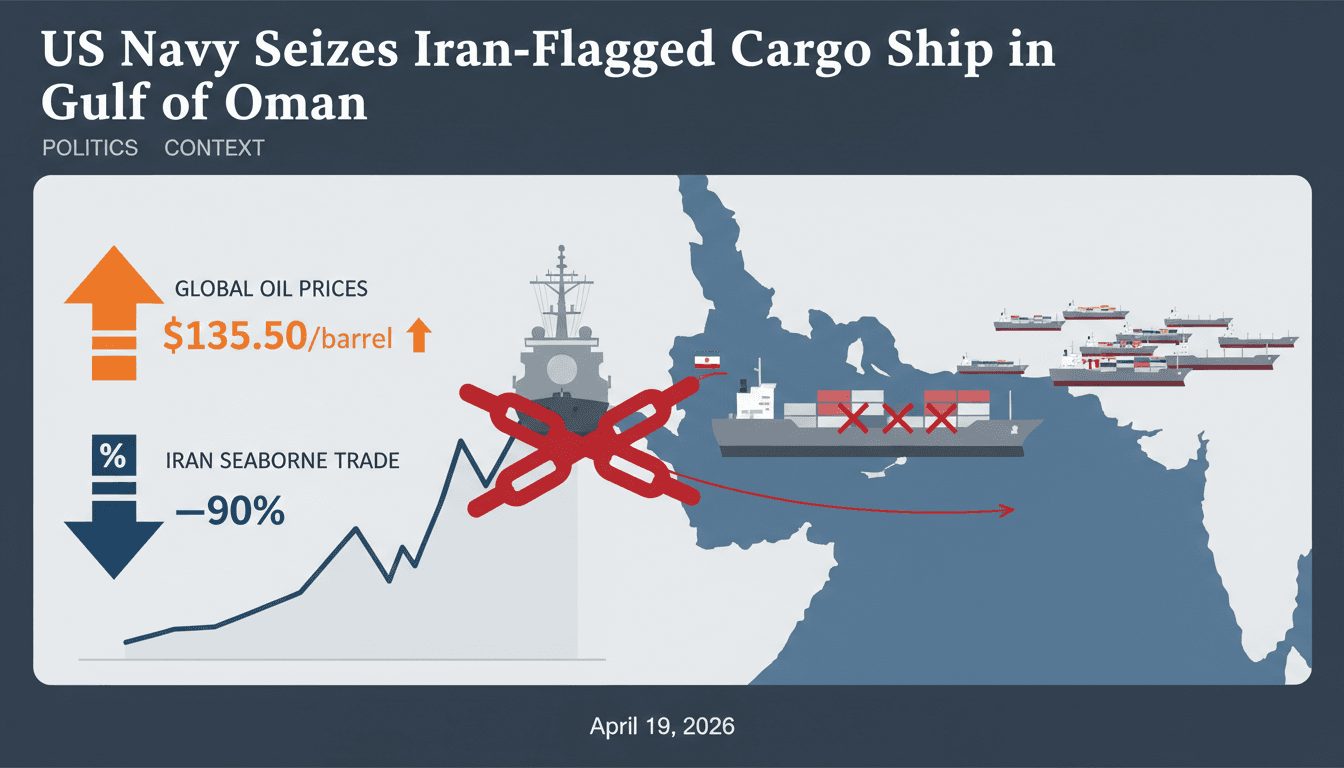 US Navy Seizes Iran-Flagged Cargo Ship in Gulf of Oman Amid Ongoing Iran War