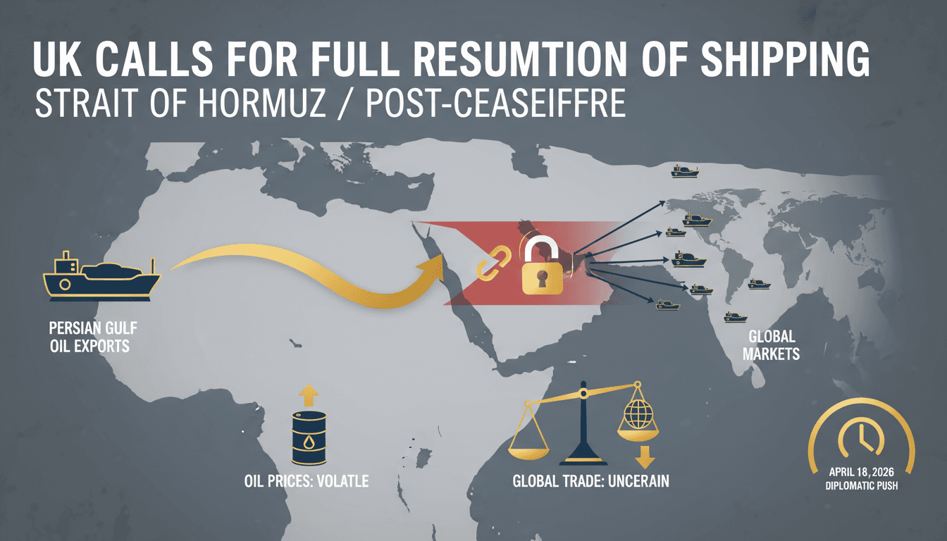 UK Calls for Full Resumption of Shipping Through Strait of Hormuz Following Iran War Ceasefire