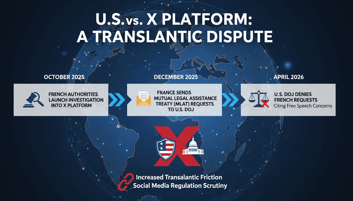 U.S. Justice Department Denies French Requests for Assistance in X Platform Investigation